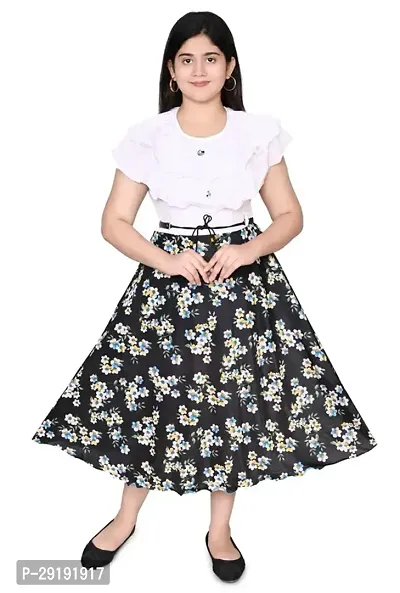 Fabulous White Cotton Blend Printed Frocks For Girls