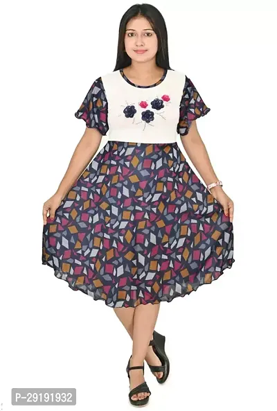 Fabulous Multicoloured Cotton Blend Printed Frocks For Girls