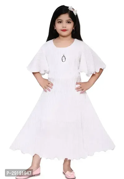 Fabulous White Cotton Blend Solid Frocks For Girls