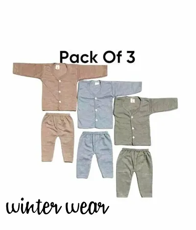 Baby Boys And Girls Winter Wear Set Pack Of 03