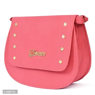 Stylish Peach Pu Sling Bags For Women