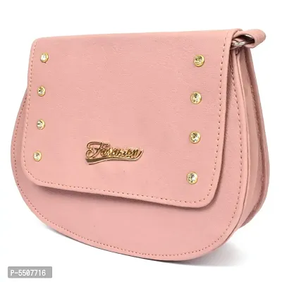 Stylish Pink Pu Sling Bags For Women-thumb0