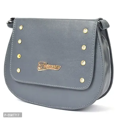 Stylish Grey Pu Sling Bags For Women-thumb0