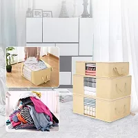 ANY TIME Foldable Clothes 3 Pieces Closet Organizer and Storage Clothing for Clothes, Blanket, Comforter, Under bed Storage (Light Beige)-thumb3