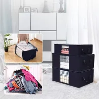 ANY TIME Foldable Clothes 3 Pieces Closet Organizer and Storage Clothing for Clothes, Blanket, Comforter, Under bed Storage (Black)-thumb3