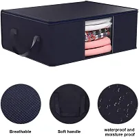 ANY TIME Foldable Clothes 3 Pieces Closet Organizer and Storage Clothing for Clothes, Blanket, Comforter, Under bed Storage (Black)-thumb4