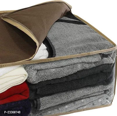 ANY TIME Foldable Closet Organizer and Storage Clothing for Clothes, Blanket, Comforter, Under bed Storage (Brown)-thumb5