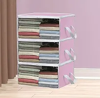 ANY TIME Foldable Closet Organizer and Storage Clothing for Clothes, Blanket, Comforter, Under bed Storage (Pink)-thumb2