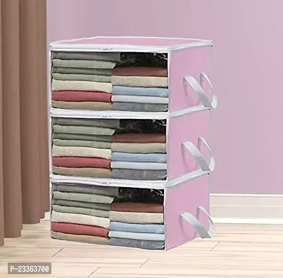 ANY TIME Foldable Closet Organizer and Storage Clothing for Clothes, Blanket, Comforter, Under bed Storage (Pink)-thumb3