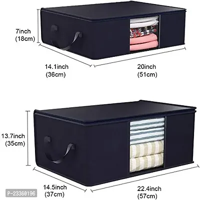 ANY TIME Foldable Clothes 3 Pieces Closet Organizer and Storage Clothing for Clothes, Blanket, Comforter, Under bed Storage (Black)-thumb2
