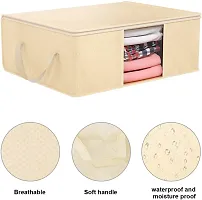 ANY TIME Foldable Clothes 3 Pieces Closet Organizer and Storage Clothing for Clothes, Blanket, Comforter, Under bed Storage (Light Beige)-thumb4