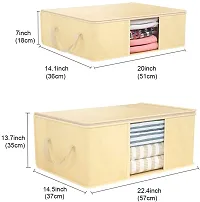 ANY TIME Foldable Clothes 3 Pieces Closet Organizer and Storage Clothing for Clothes, Blanket, Comforter, Under bed Storage (Light Beige)-thumb1