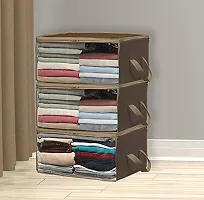 ANY TIME Foldable Closet Organizer and Storage Clothing for Clothes, Blanket, Comforter, Under bed Storage (Brown)-thumb1