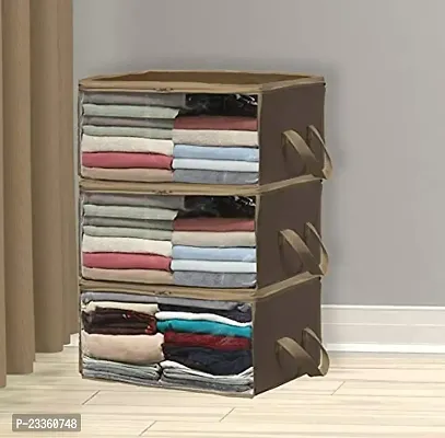 ANY TIME Foldable Closet Organizer and Storage Clothing for Clothes, Blanket, Comforter, Under bed Storage (Brown)-thumb2