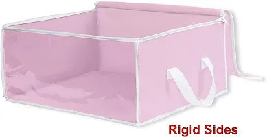 ANY TIME Foldable Closet Organizer and Storage Clothing for Clothes, Blanket, Comforter, Under bed Storage (Pink)-thumb1