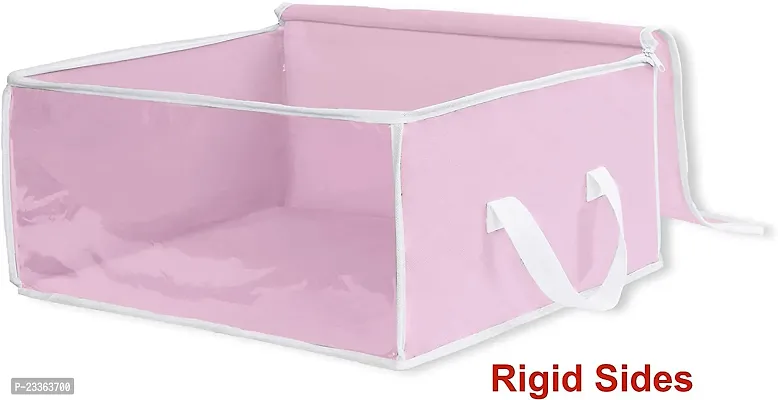 ANY TIME Foldable Closet Organizer and Storage Clothing for Clothes, Blanket, Comforter, Under bed Storage (Pink)-thumb2