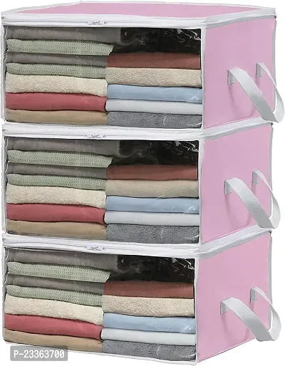 ANY TIME Foldable Closet Organizer and Storage Clothing for Clothes, Blanket, Comforter, Under bed Storage (Pink)