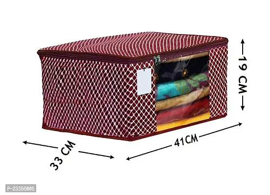 Any Time Cotton Saree Cover/Saree Bag/Storage Bag with Transparent Window Extra Large-thumb2