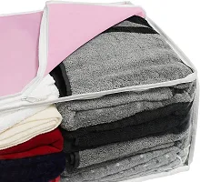 ANY TIME Foldable Closet Organizer and Storage Clothing for Clothes, Blanket, Comforter, Under bed Storage (Pink)-thumb3