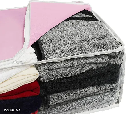 ANY TIME Foldable Closet Organizer and Storage Clothing for Clothes, Blanket, Comforter, Under bed Storage (Pink)-thumb4