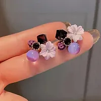Koran Crystal Purple Flower Earring Women  Girl-thumb4