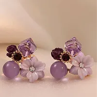 Koran Crystal Purple Flower Earring Women  Girl-thumb1