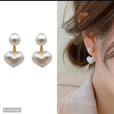 Pearl Heart Shaped Delicate Earrings-thumb0