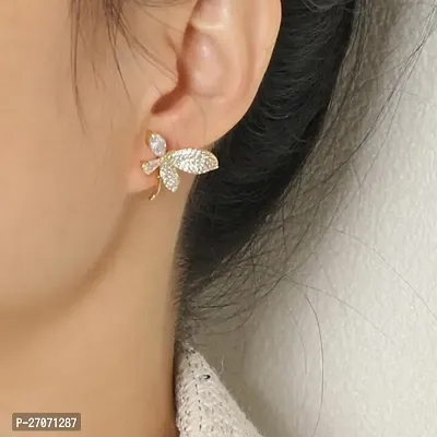 Korean Gold  Plated Zircon Stud Butterfly Studs For women and girls-thumb0