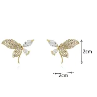 Korean Gold  Plated Zircon Stud Butterfly Studs For women and girls-thumb1