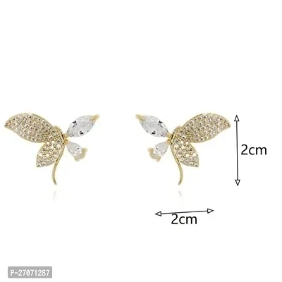 Korean Gold  Plated Zircon Stud Butterfly Studs For women and girls-thumb2