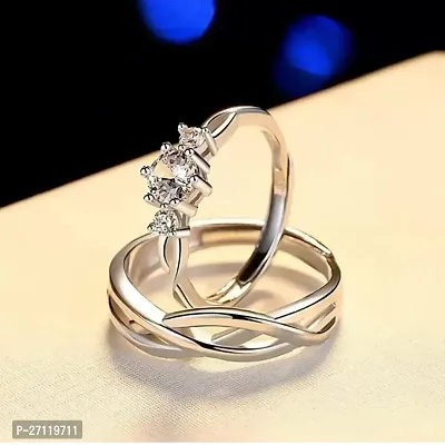 Adjustable Some One Special Antique Design Shape Couple Ring Set For Valentines Silver Plated Couple Ring For Women And Men-thumb0