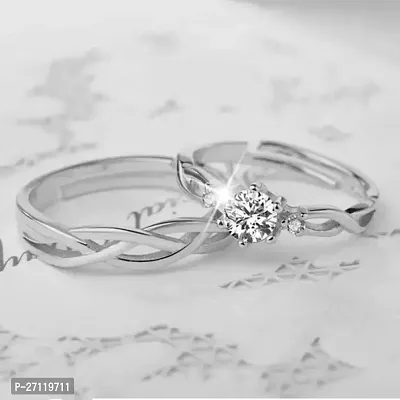 Adjustable Some One Special Antique Design Shape Couple Ring Set For Valentines Silver Plated Couple Ring For Women And Men-thumb4