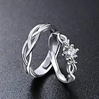 Adjustable Some One Special Antique Design Shape Couple Ring Set For Valentines Silver Plated Couple Ring For Women And Men-thumb1