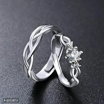 Adjustable Some One Special Antique Design Shape Couple Ring Set For Valentines Silver Plated Couple Ring For Women And Men-thumb2