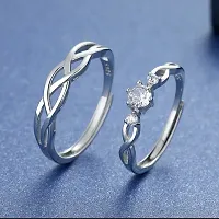 Adjustable Some One Special Antique Design Shape Couple Ring Set For Valentines Silver Plated Couple Ring For Women And Men-thumb2