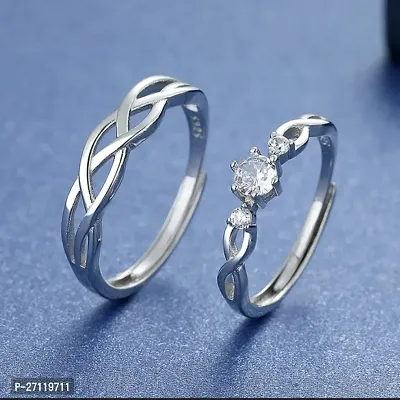 Adjustable Some One Special Antique Design Shape Couple Ring Set For Valentines Silver Plated Couple Ring For Women And Men-thumb3