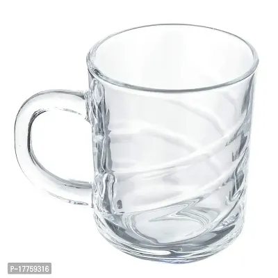 Baba Cart Tea/Coffee Cups Glass Mugs, Transparent, 220 ml (Set of 6) (Cross Tea Mug)-thumb2