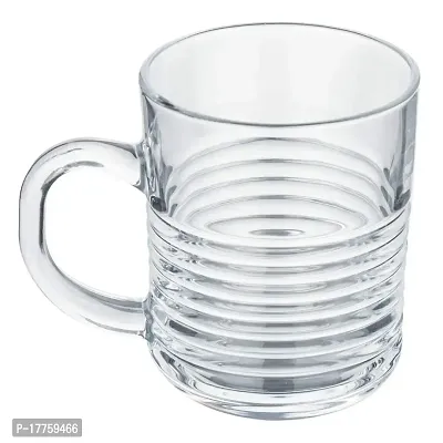 Baba Cart Tea/Coffee Cups Glass Mugs, Transparent, 220 ml (Set of 6) (Ring Tea Mug)
