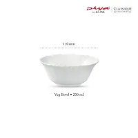 Diva From La Opala, Classique Collection, Opal Glass Vegetable Bowl Set 6 pcs, Plain White, White-thumb1