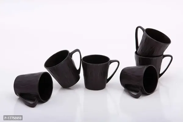 Saaikee Bone China Mug for Tea/Coffee Green Tea Espresso Hot Beverage Cup Set of 6 210 ML (Brown)