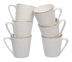 Saaikee Bone China Tea and Coffee Cup Set Geometric Pattern 6 Pieces (140 ml)-thumb1