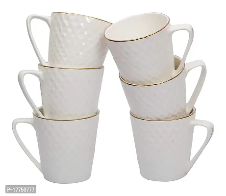 Saaikee Bone China Tea and Coffee Cup Set Geometric Pattern 6 Pieces (140 ml)-thumb2