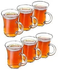 Baba Cart Tea/Coffee Cups Glass Mugs, Transparent, 150 ml (Set of 6)-thumb2