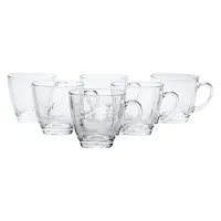 Baba Cart Tea Coffee Cups Square Shape Cups, 175ml (Set of 6) Transparent-thumb1