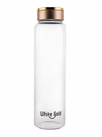 WHITE GOLD Borosilicate Glass Water Bottle for Fridge 1000ml with Glass Salt  Pepper Shaker-thumb1