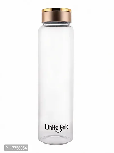 WHITE GOLD Borosilicate Glass Water Bottle for Fridge 1000ml with Glass Salt  Pepper Shaker-thumb2