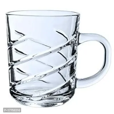 Baba Cart Tea/Coffee Cups Glass Mugs, Transparent, 220 ml (Set of 6) (Cross Tea Mug)