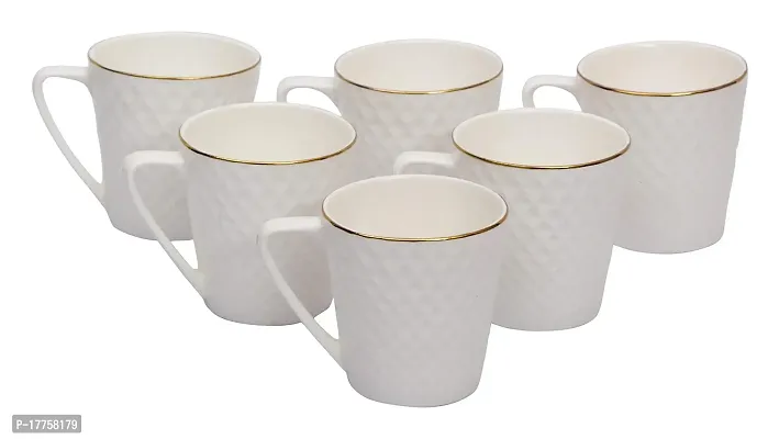 BP Bharat Bone China Coffee Mug - 6 Pieces, White, 140 ml-thumb0