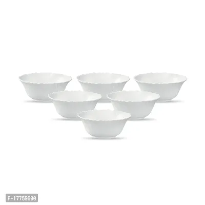 La Opala Diva, Classique Collection, Opal Glass Vegetable Bowl Set 6 pcs, Plain White