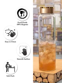 WHITE GOLD Borosilicate Glass Water Bottle for Fridge 1000ml with Glass Salt  Pepper Shaker-thumb3